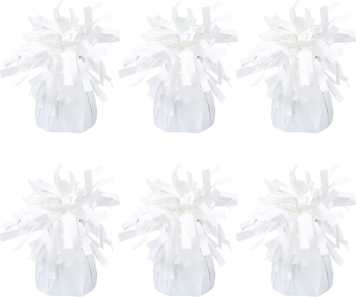 6 Pack White Balloon Weights Metallic Holder Anchors Balloon Holder Weights for for Birthday 2025