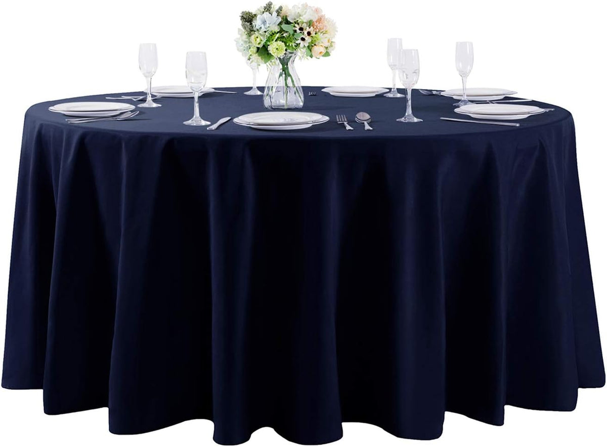 132 inch Round Tablecloth Washable Polyester Table Cloth Decorative Table Cover for Wedding Party