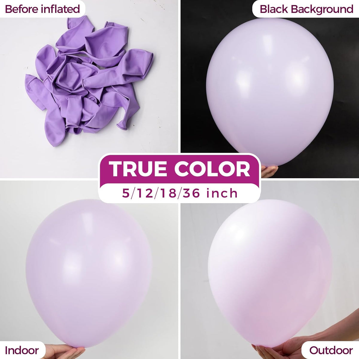 Bezente Pastel Purple Latex Party Balloons - 8 Pack 36 inch Large Thick Lavender Light Purple Lilac