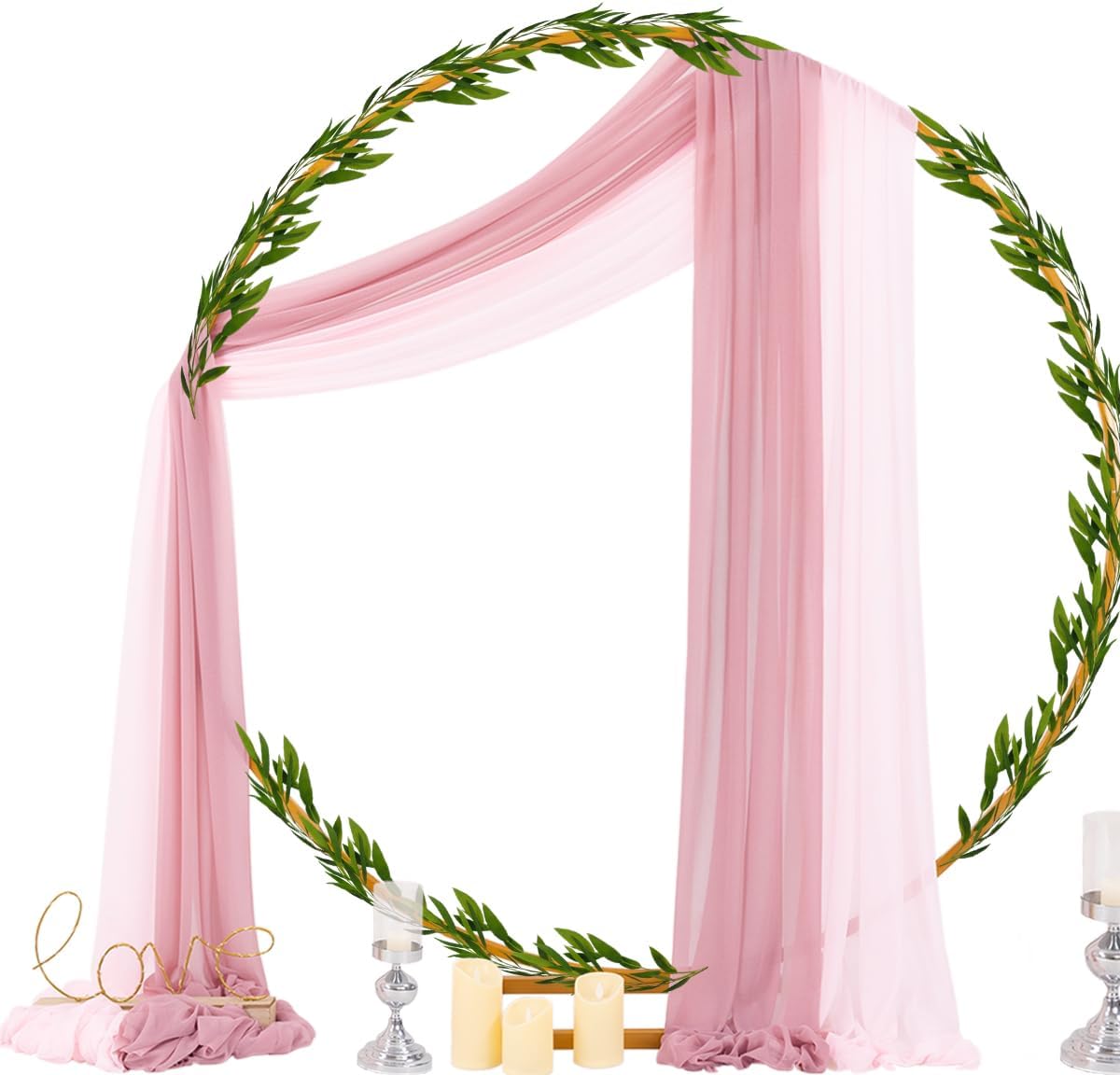 Socomi Wedding Arch Draping Fabric 29" x 20Ft 2 Panels Dusty Rose and Blush Pink Sheer Outdoor