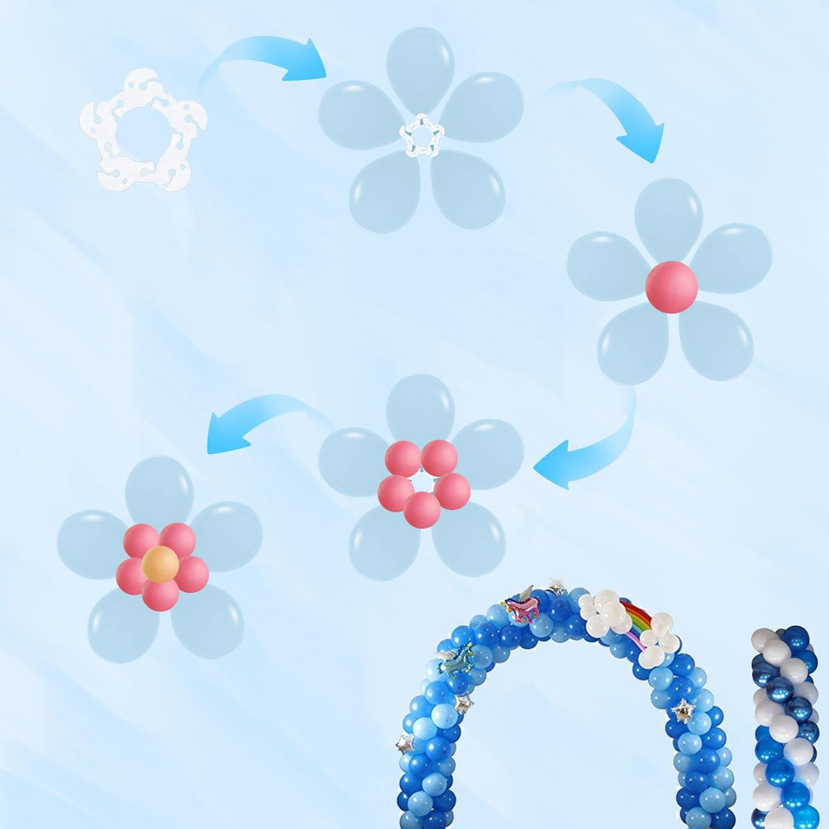 50PCS Balloon Arch Clips, White Balloon Clips Holders Bracket Buckle for Decorating Connector