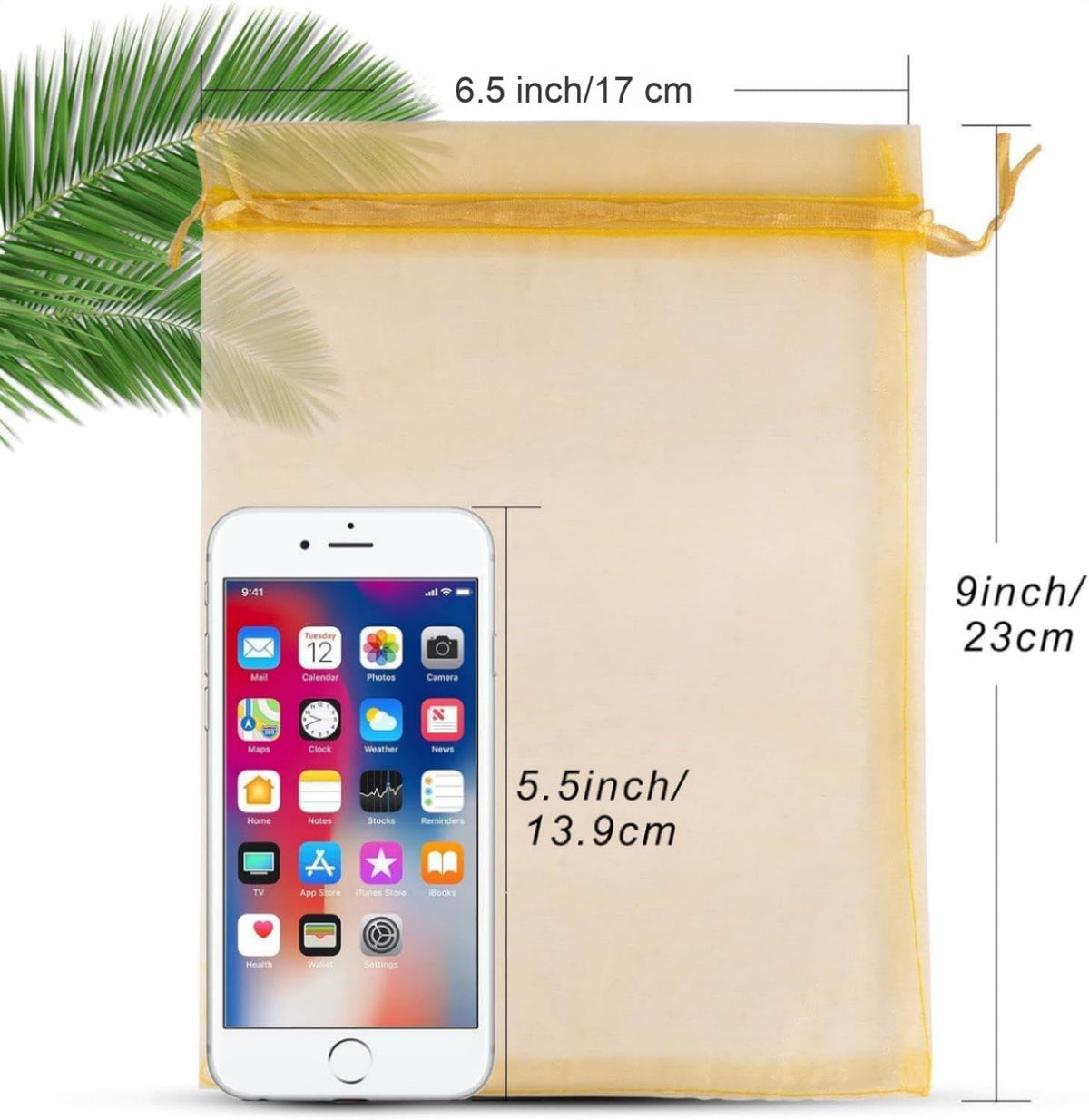 ANZNKU 50 Pack Assorted Organza Bags 6x9 Inch, Mesh Drawstring Bags, Mesh Bag for Gifts Large