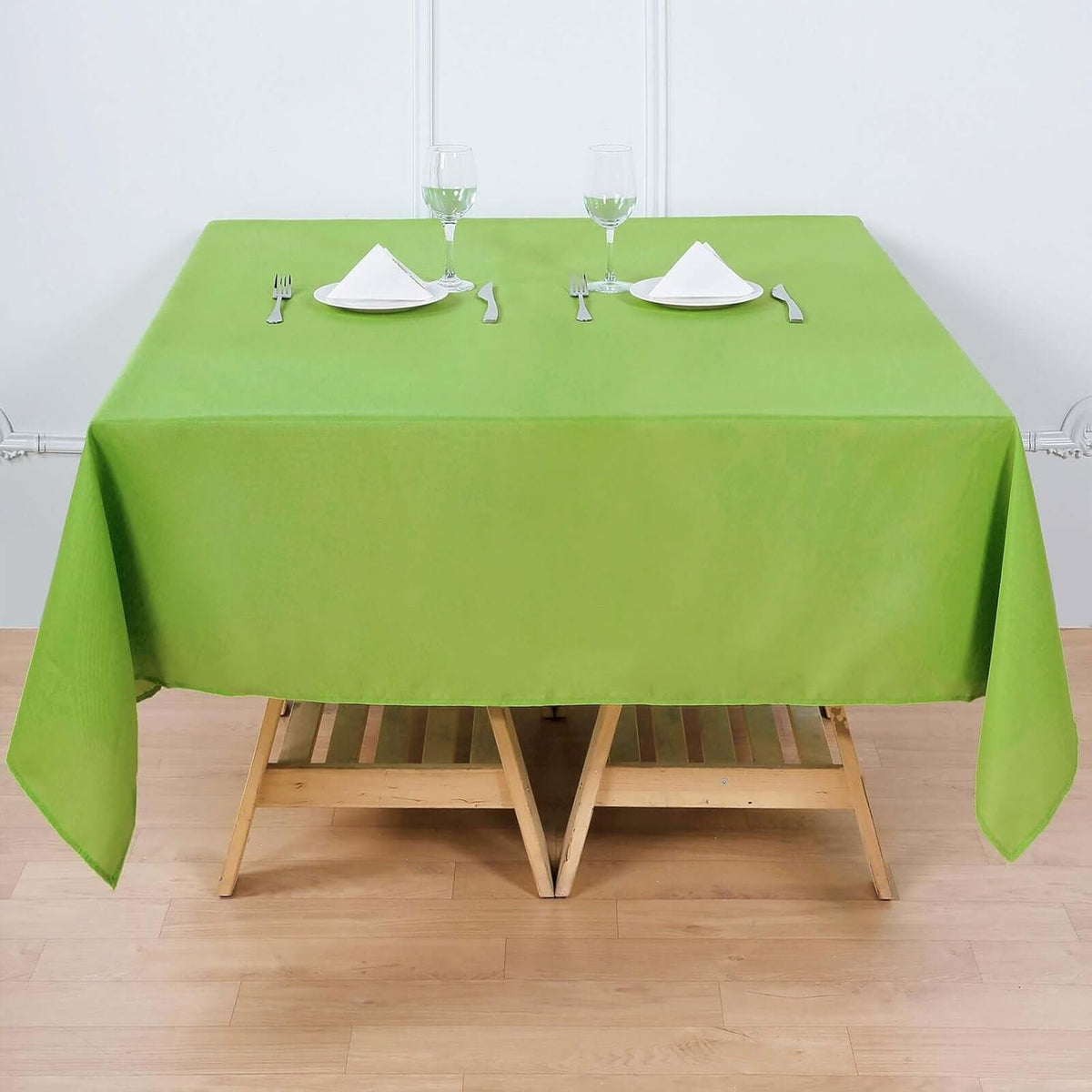 Efavormart 70" Lime Green Square Polyester Tablecloth for Dining Table, Wedding, Party, Event