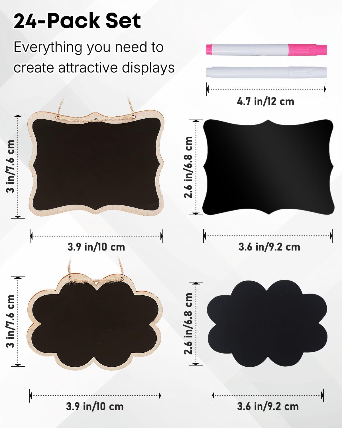 Uniclife 24 Pack Mini Chalkboard Signs for Food, Small Chalkboard Signs with Strings Chalk Markers