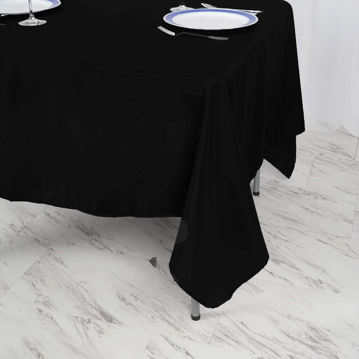 Efavormart 70" Square Linens Black Wholesale Linens Polyester Square Linen Tablecloth for Wedding