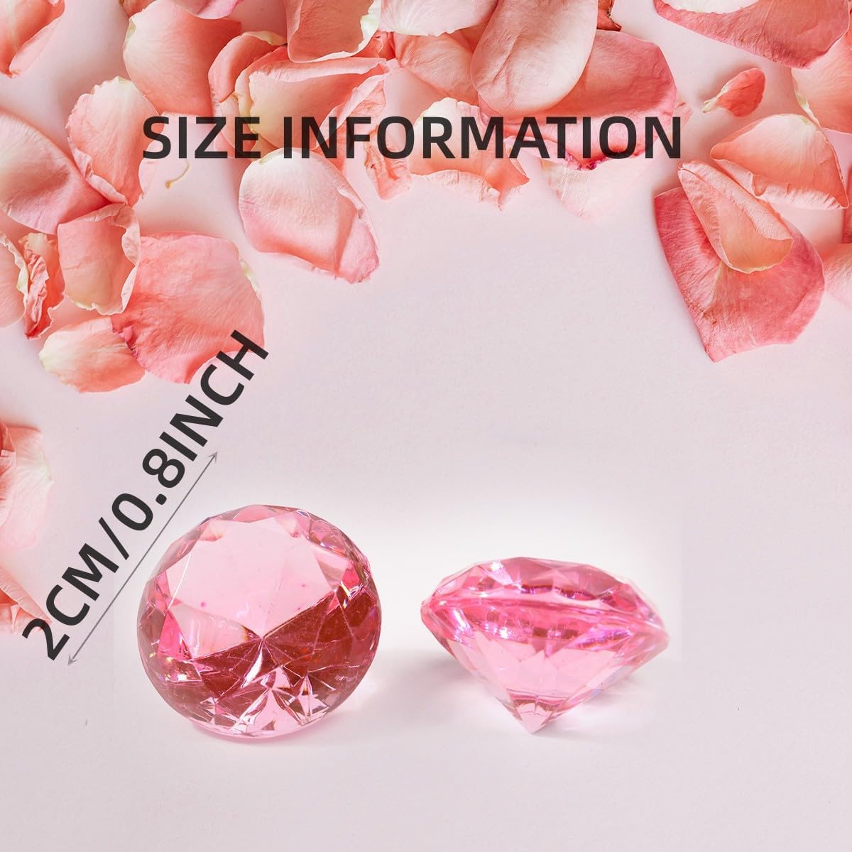 Fake Diamond Christmas Decoration, 280 pcs Pink 20 mm Acrylic Diamond for Table Scatters Vase