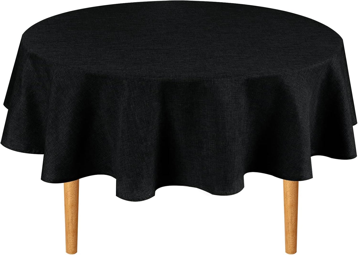 Hiasan Round Linen Tablecloth 30 Inch - Wrinkle and Stain Resistant Washable Polyester Fabric Table
