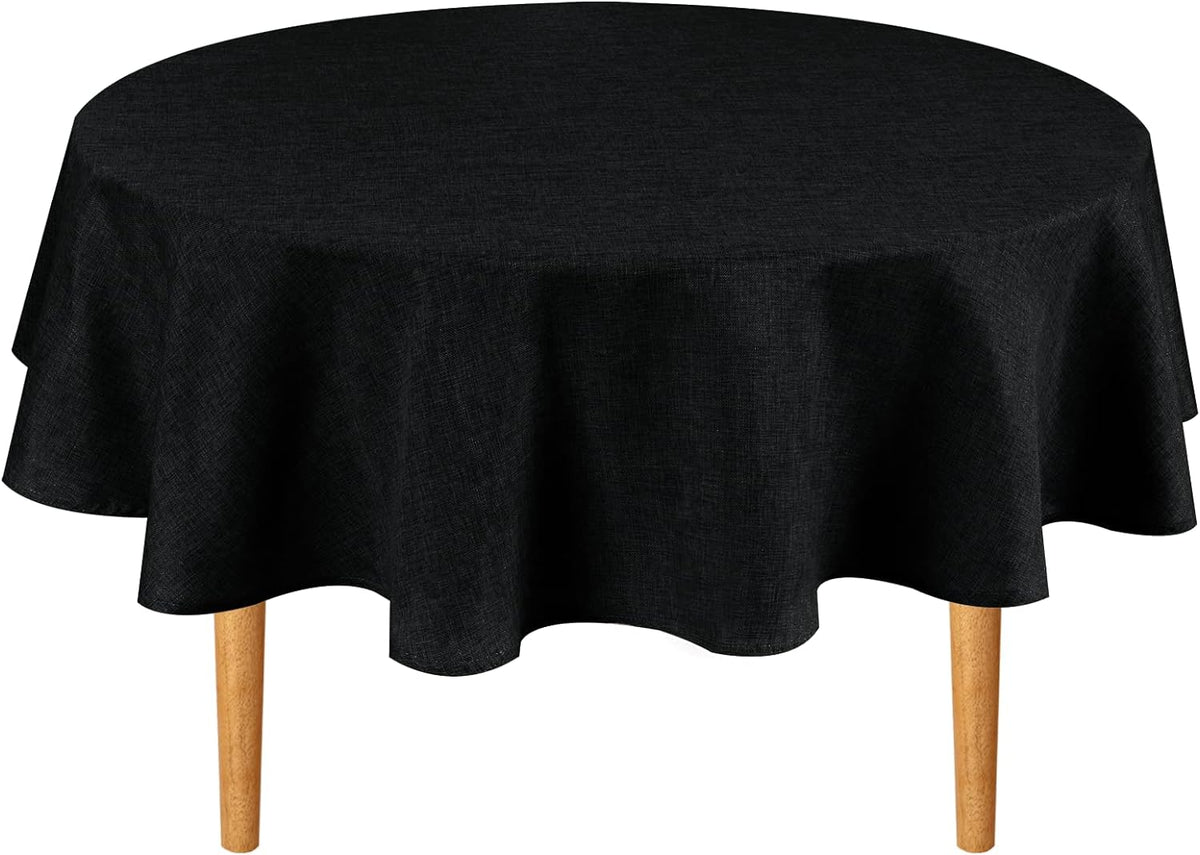 Hiasan Round Linen Tablecloth 40 Inch - Wrinkle and Stain Resistant Washable Polyester Fabric Table