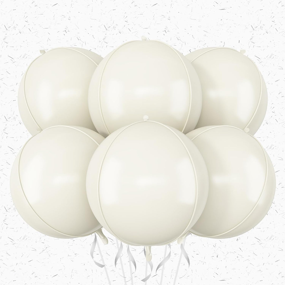 6Pcs Cream White Round Foil Balloons,Giant 4D Round Ball Balloon,22 Inch Balloons for Birthday Baby
