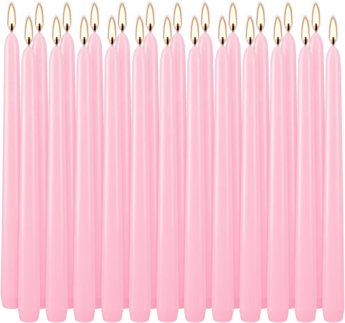 24 Pack Pink Taper Candles, 7-8 Hours Burn Time, Unscented, Smokeless and Dripless, 0.75 x 10 Inch
