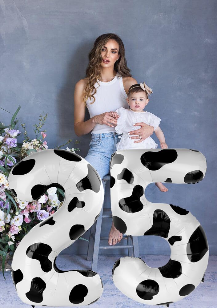 Cow Print Number Balloon Birthday Decorations, 40 inch Number balloon 0-9(Zero-Nine), Cow Balloon