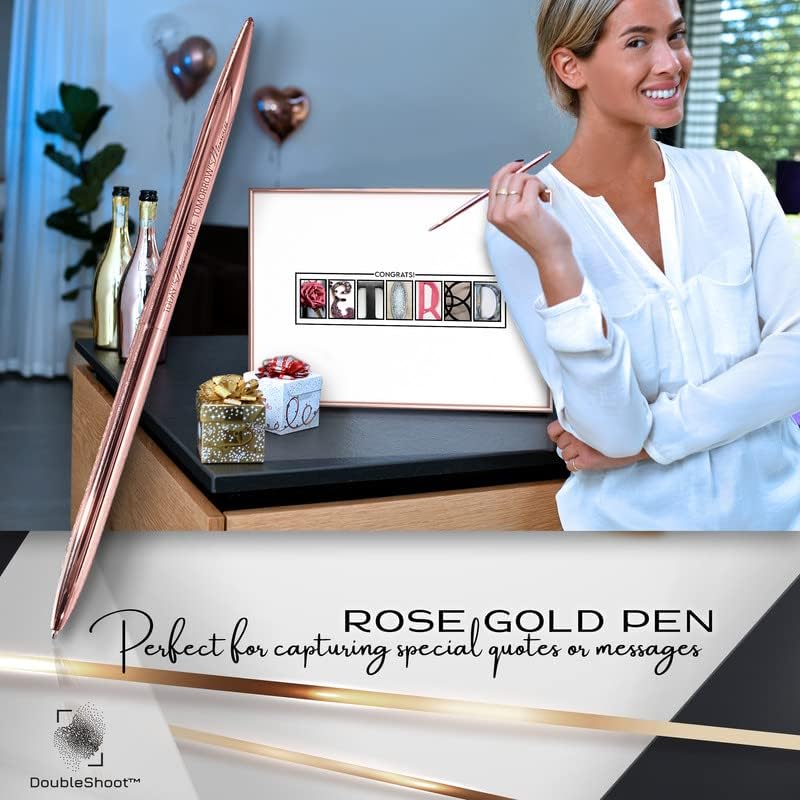 Framed Rose Gold Retirement Decorations Guest Book 12"x16" for Women - Happy Retirement Party