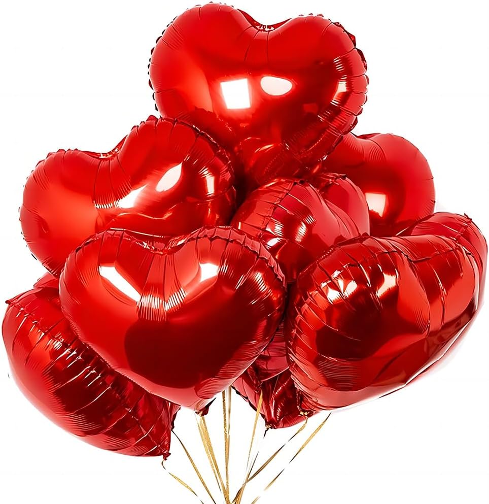 20 pcs Red Heart Balloons, 18 inch Heart Shaped Balloon foil Love Balloon for Wedding Decoration