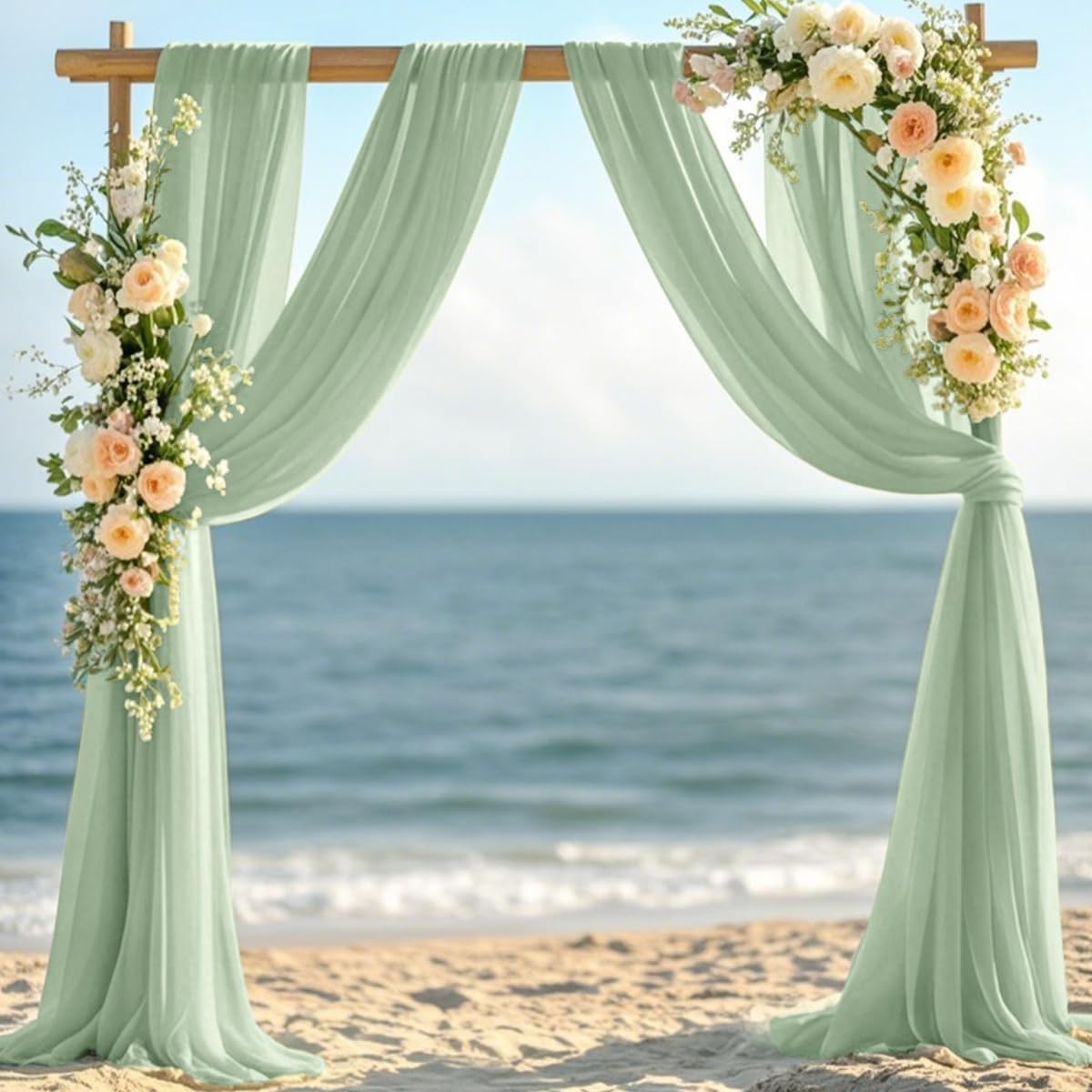 Sage Green Elegant Arch Draping Fabric Outdoor 1 Panel 29" × 20Ft Sheer Chiffon Curtain Drapes for