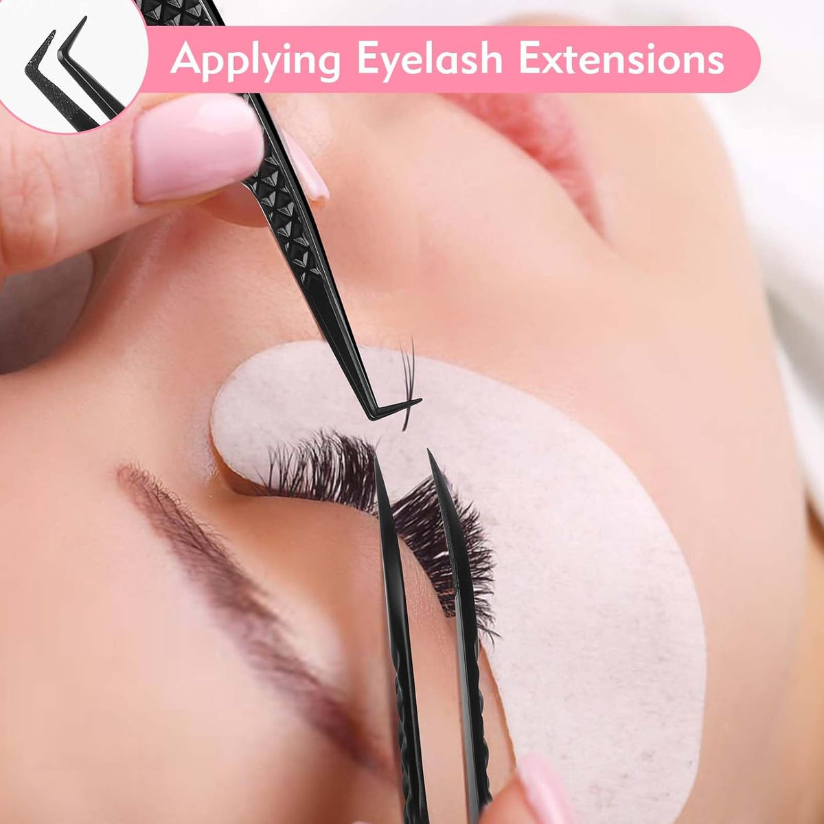 VEYES INC Lash Tweezers for Eyelash Extensions,Fiber Tip Tweezers for Individual Classic and Volume