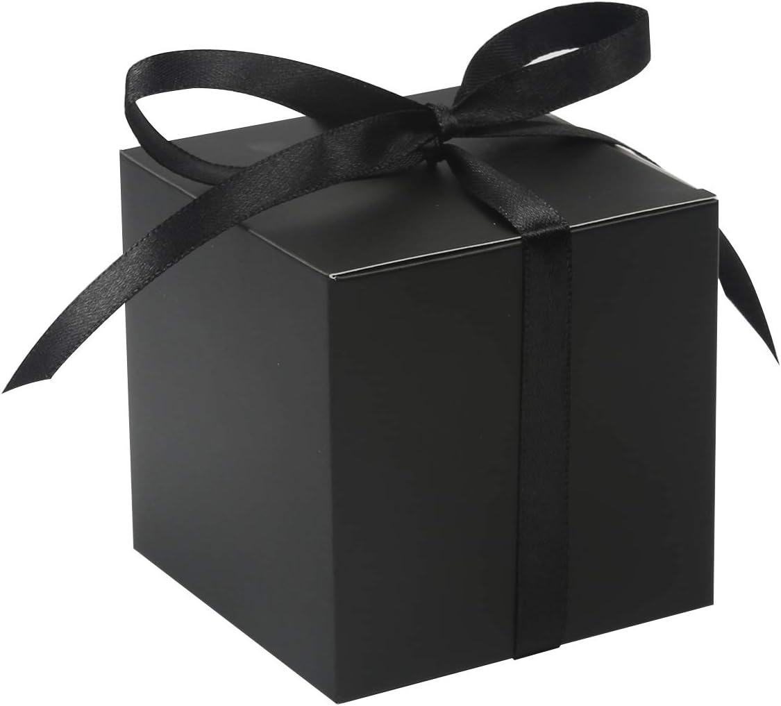 COTOPHER 60pcs Wedding Favor Boxes, Paper Gift Boxes 3x3x3 Inches Small Gift Boxes with Ribbons