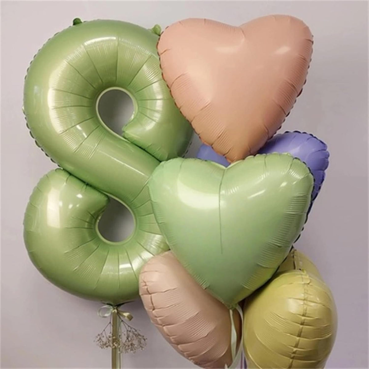 40 Inch Sage Green Foil Balloon Number 4, Large Self Inflating Olive Green Number Balloons 0-9