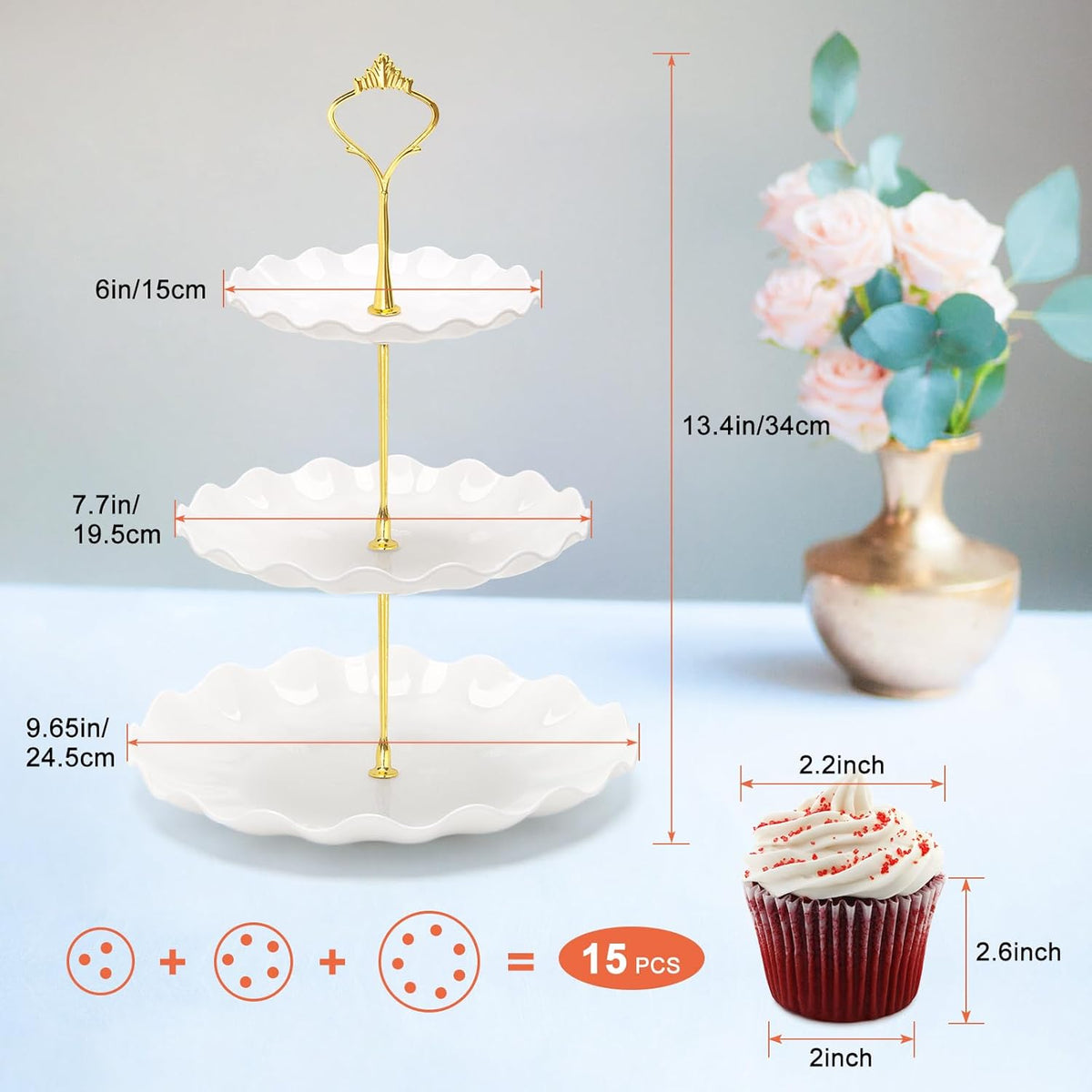 Coitak 3 Tier Cupcake Stand, Plastic Tiered Serving Stand, Dessert Tower Tray for Tea Party, Baby