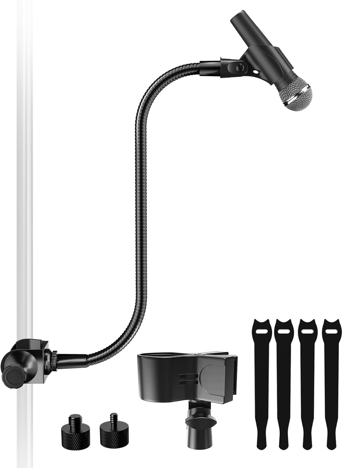 19-inch Gooseneck Microphone Holder Stand, Flexible Mic Arm with Super Crab Clamp for Mic