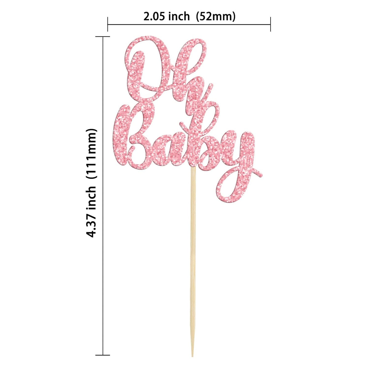 Gyufise 36 Pack Oh Baby Cupcake Toppers Glitter Baby Shower Cupcake Picks Decorations for