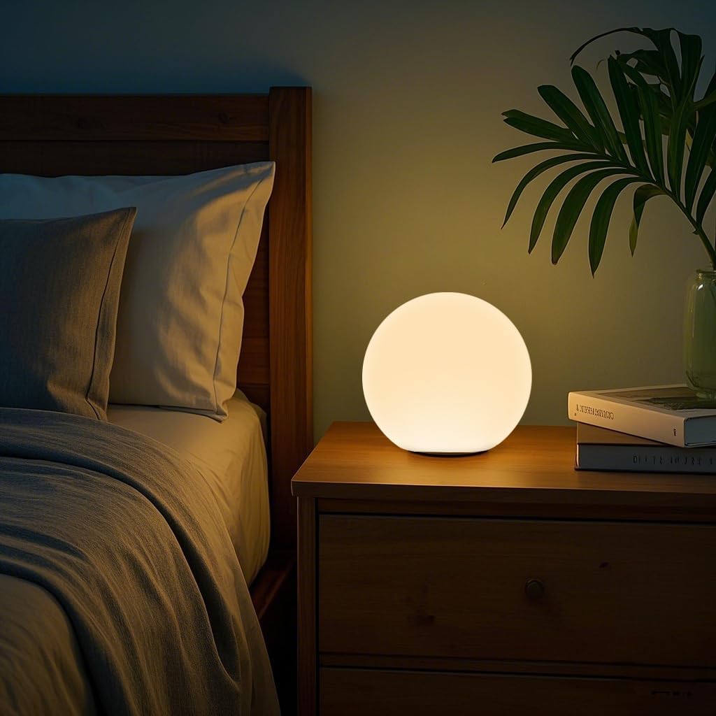 LED Night Light Ball Globe Lamp with Remote 8 Inch 16 RGB Colors Dimmable Mood Lights Rechargeable