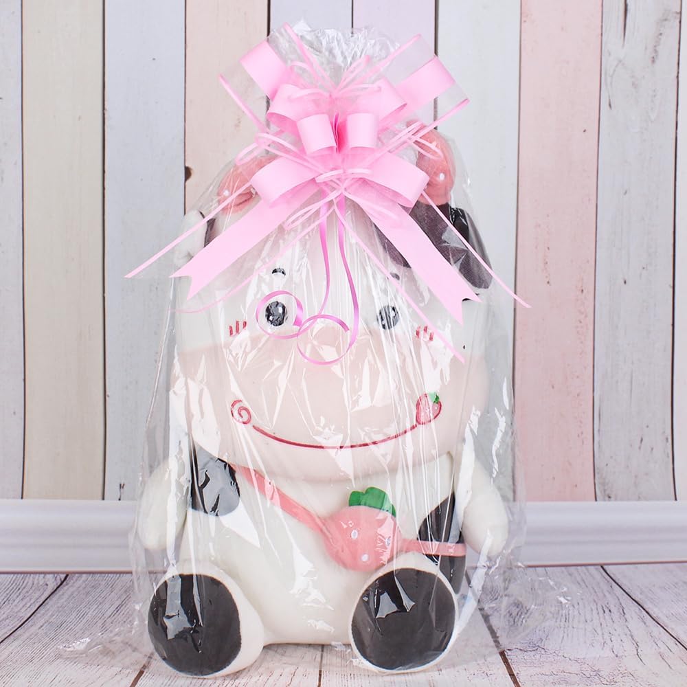 WEWILUCK Pink Pull Bows for Presents - Large Gift Bows for Gift Baskets, Flower Paper Wrapping