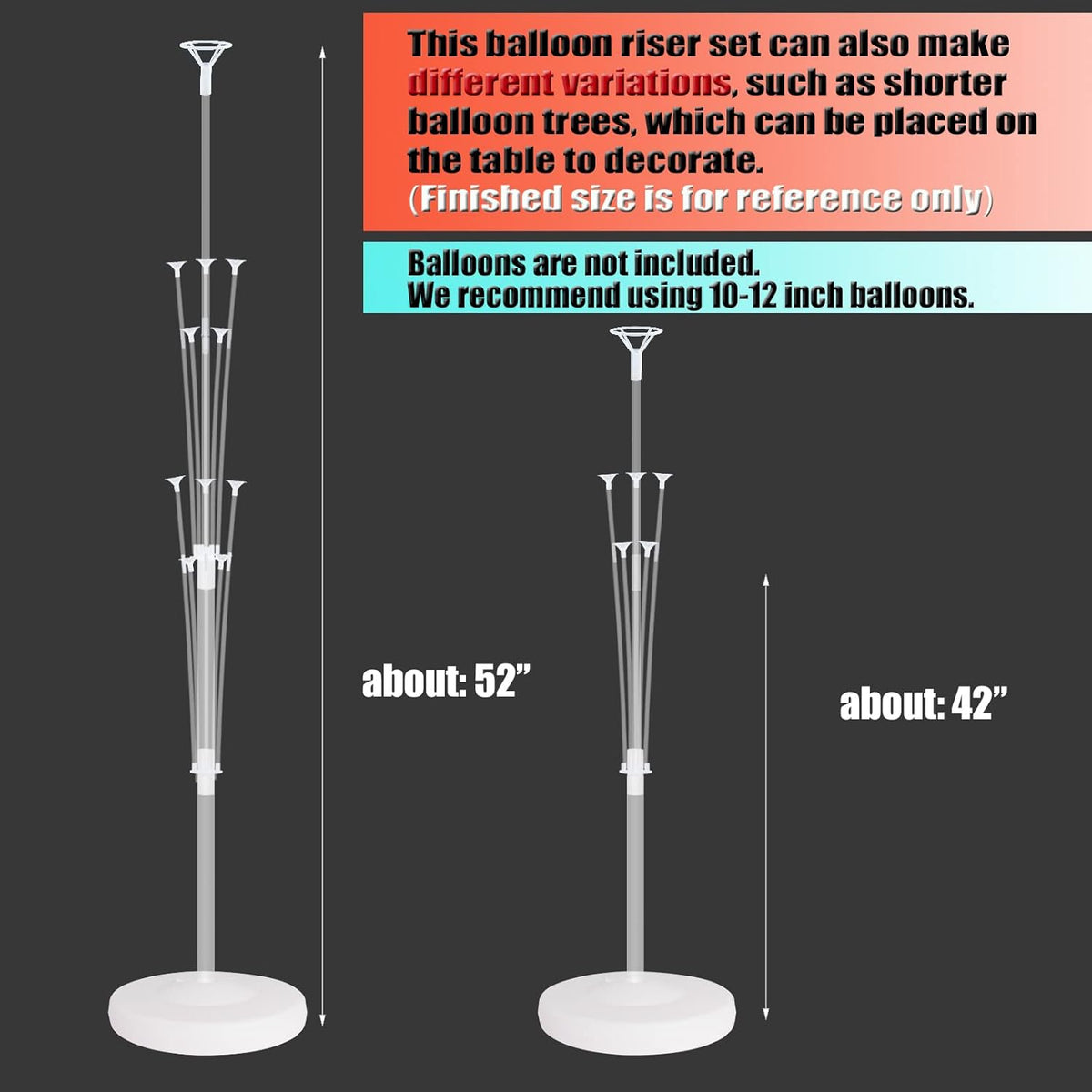 Balloon Column Stand Kit for Floor - Set of 2, Base and Pole,Balloon Tower Backdrop Decoration for