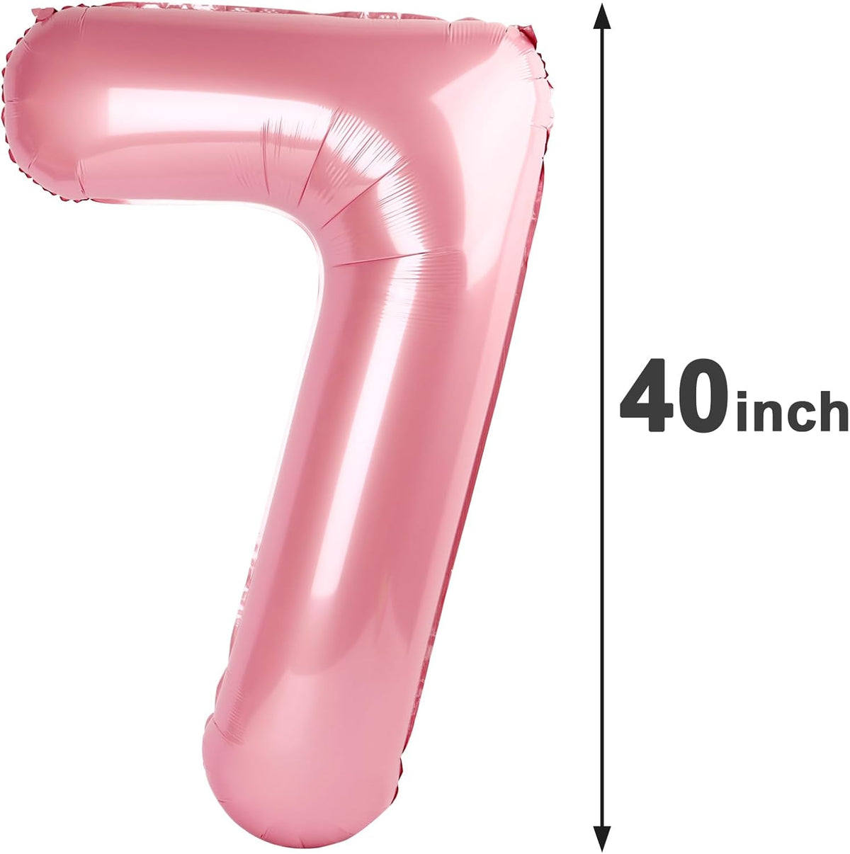 Pearlescent Pink Number 7 Birthday Balloon 40 Inch, Digital Balloons for 7 17 27 70 77 Party