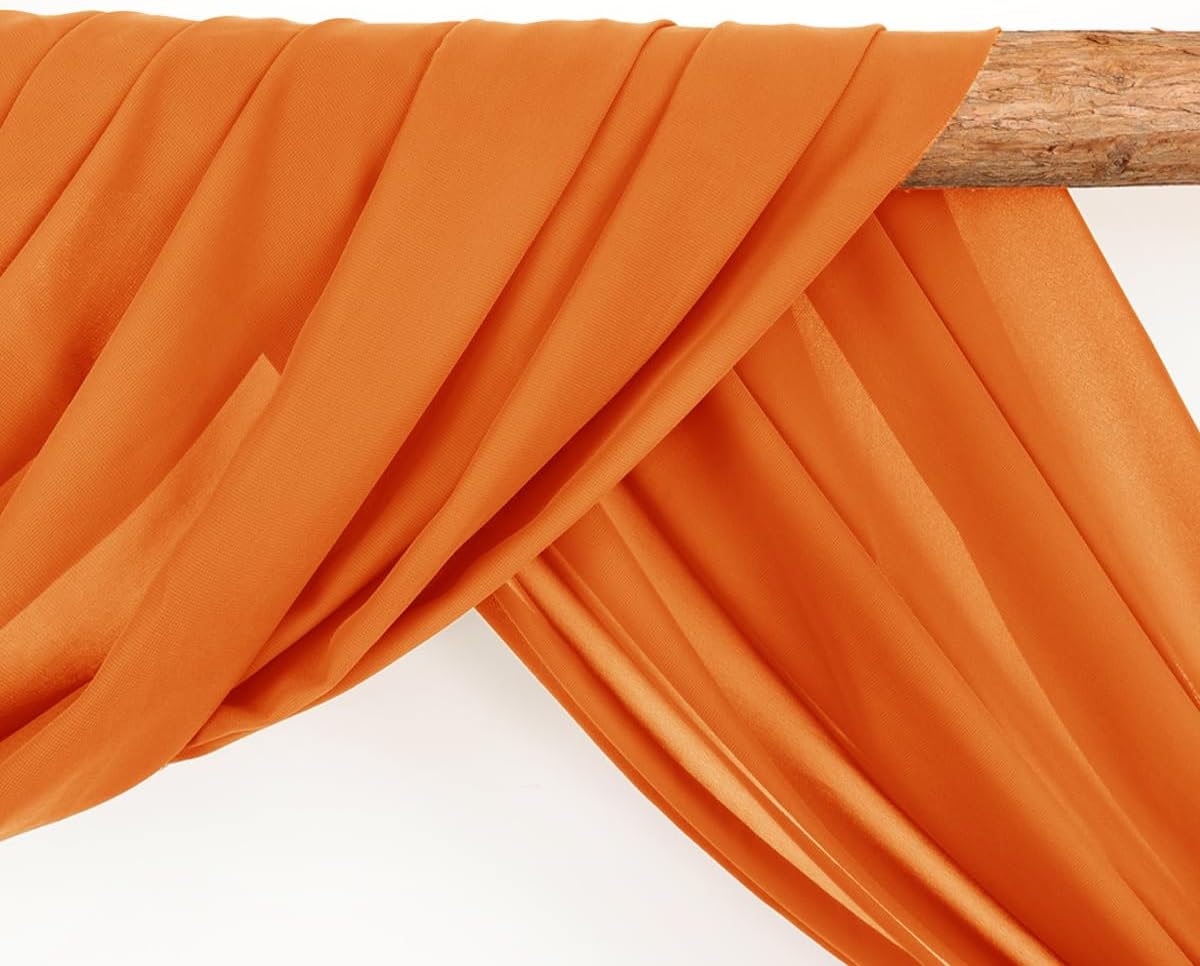 Wedding Arch Draping Fabric 2 Panels 30'' x 18FT Orange Sheer Chiffon Arch Drapery for Photo Booth