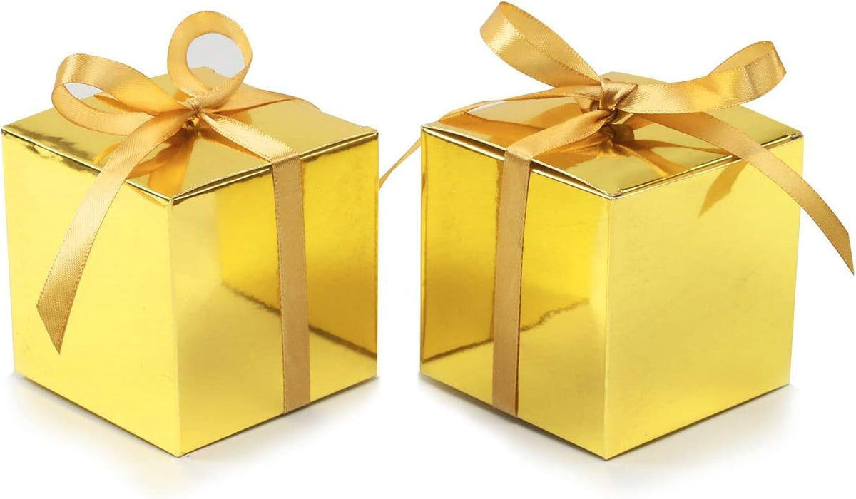 COTOPHER 25pcs Wedding Favor Boxes, Paper Gift Boxes 3x3x3 Inches Small Gift Boxes with Ribbons