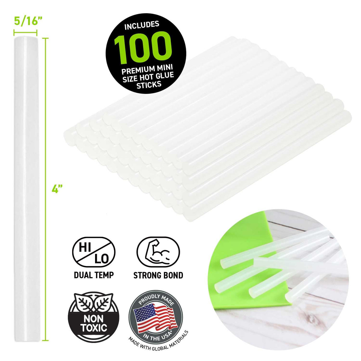 Surebonder DT-100 Mini Size Hot Glue Sticks for Mini Glue Guns 0.27 in. Diameter, 4 in. Length