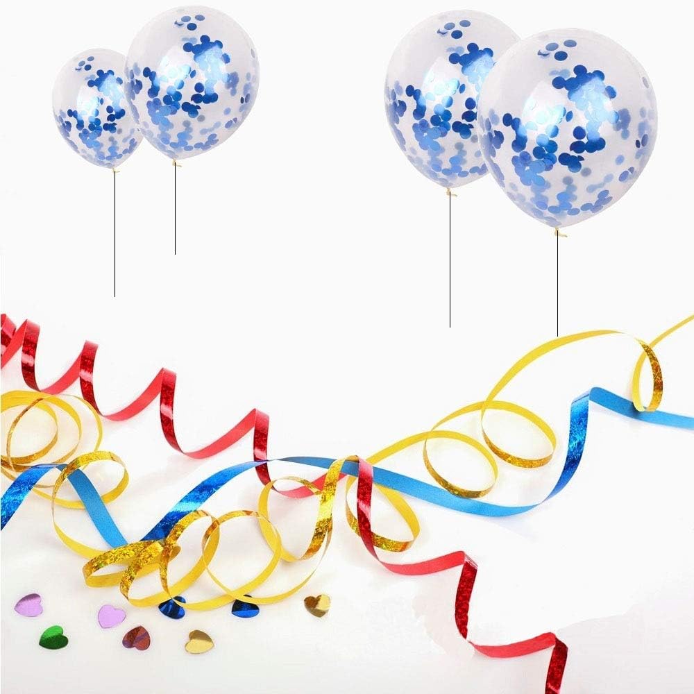 Blue Confetti Balloons 40 pack, 12 inch Transparent Party Balloons with Confetti for Graduation