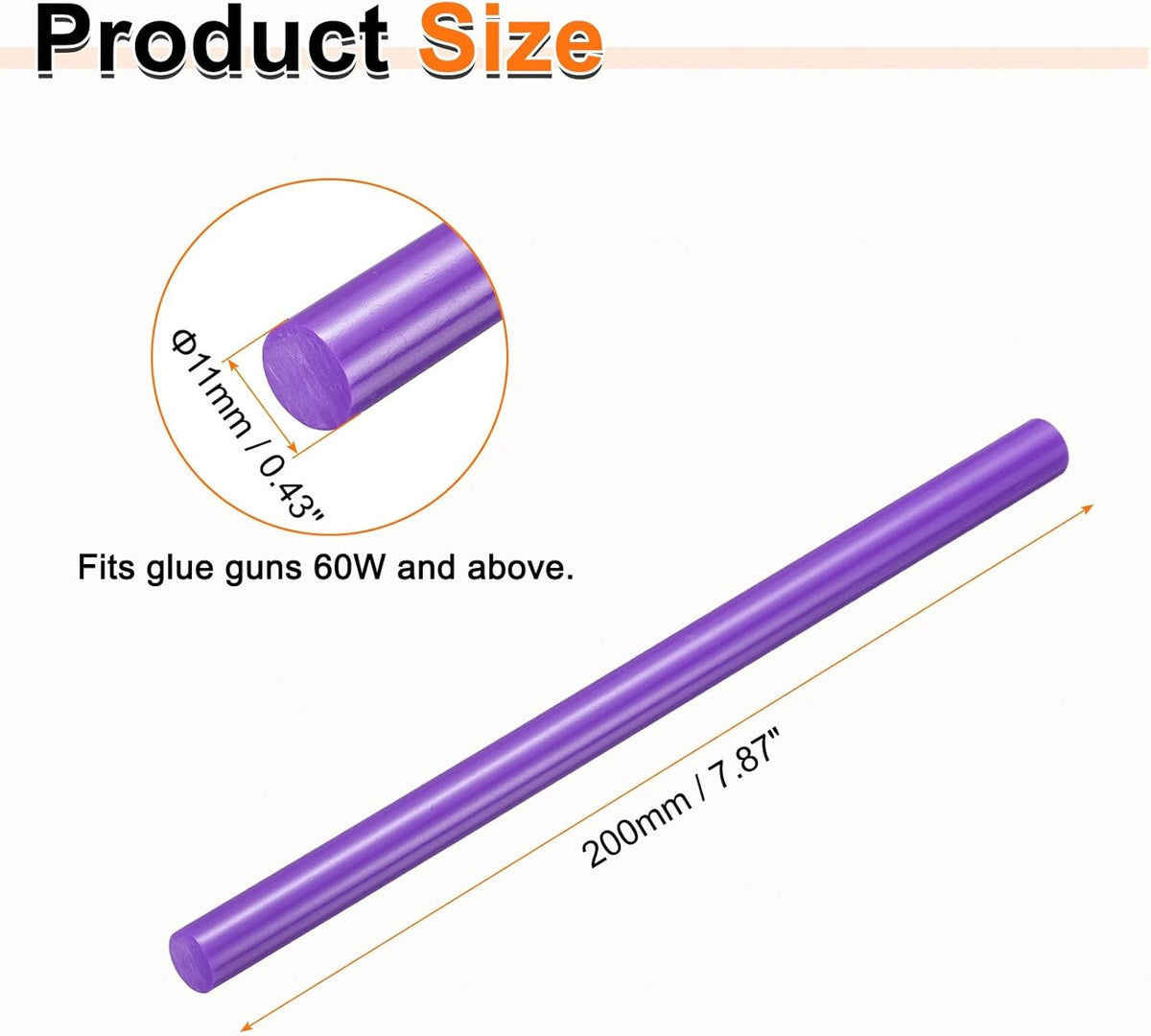 HARFINGTON 10pcs Hot Glue Sticks 0.43" Dia x 7.87" Long EVA Mini Hot Melt Adhesive Glue Stick for