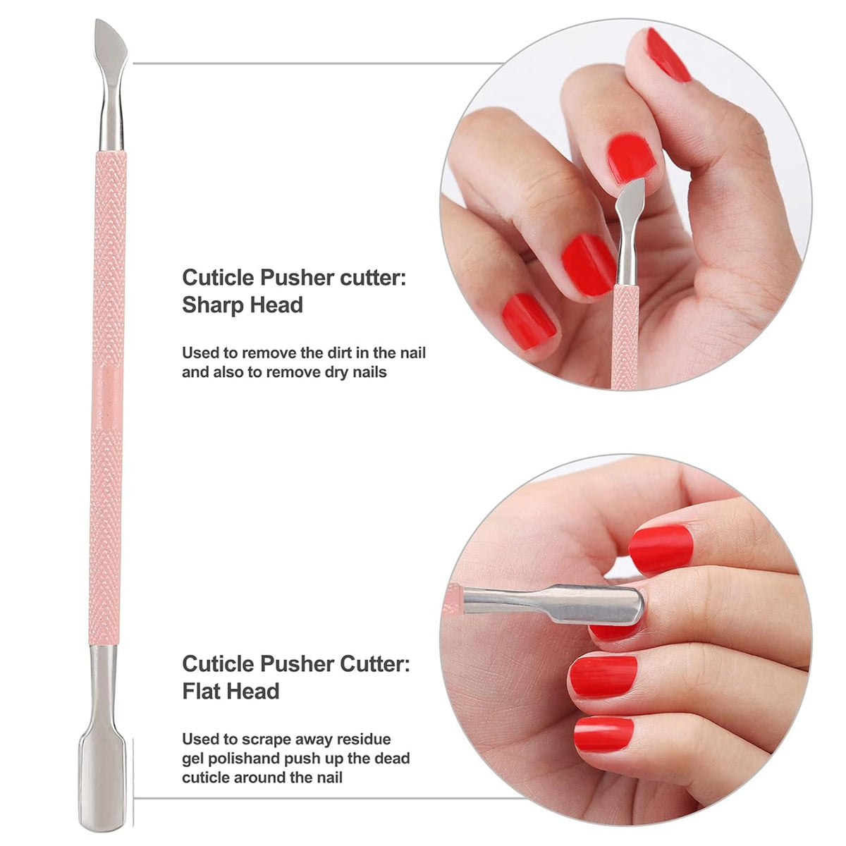YINYIN Professional Stainless Steel Cuticle Trimmer with Pusher and Cutter - Durable Pedicure