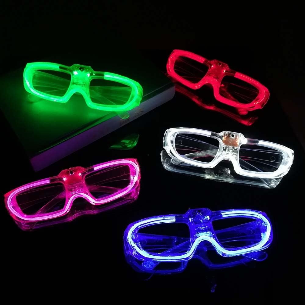 50 Packs LED Glasses Mardi Gras Party Supplies ,5 Neon Colors,3 Light Modes Light up Glow Sticks