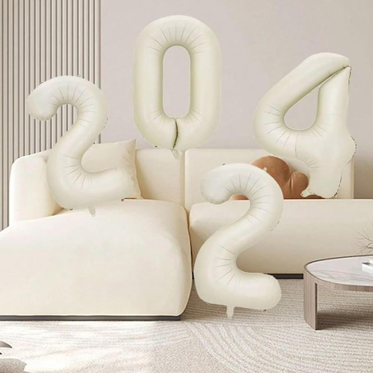 40 Inch Cream White Number Foil Balloons 2 for Kids Birthday Party LargeSelf Inflating Foil Numbe