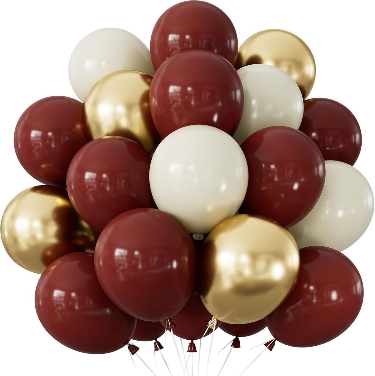 Burgundy and Gold Balloons - Maroon Balloons 12 Inch Glitter Metallic Gold Balloon White Sand Latex