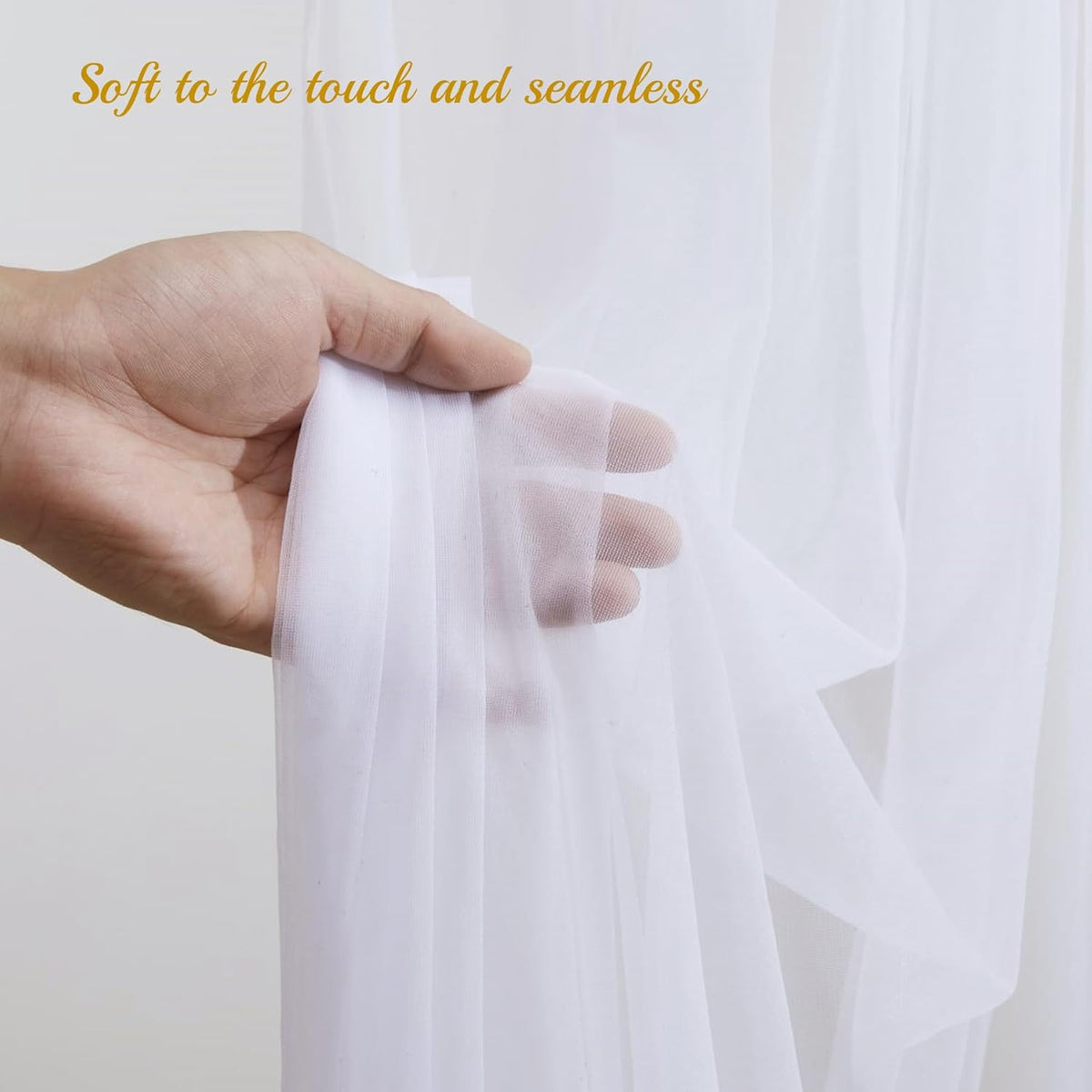 30×10ft White Tulle Backdrop Curtain with Lights String for Parties, Sheer Photo Backdrop Curtains