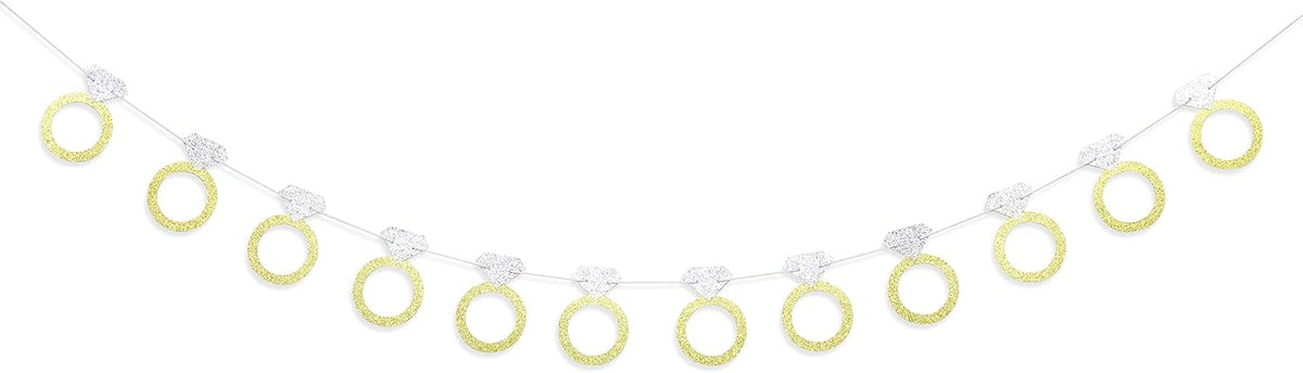 Bachelorette Party Banner - Glitter Gold and Silver Diamond Ring Banner, Engagement Party