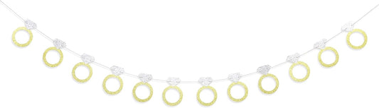 Bachelorette Party Banner - Glitter Gold and Silver Diamond Ring Banner, Engagement Party
