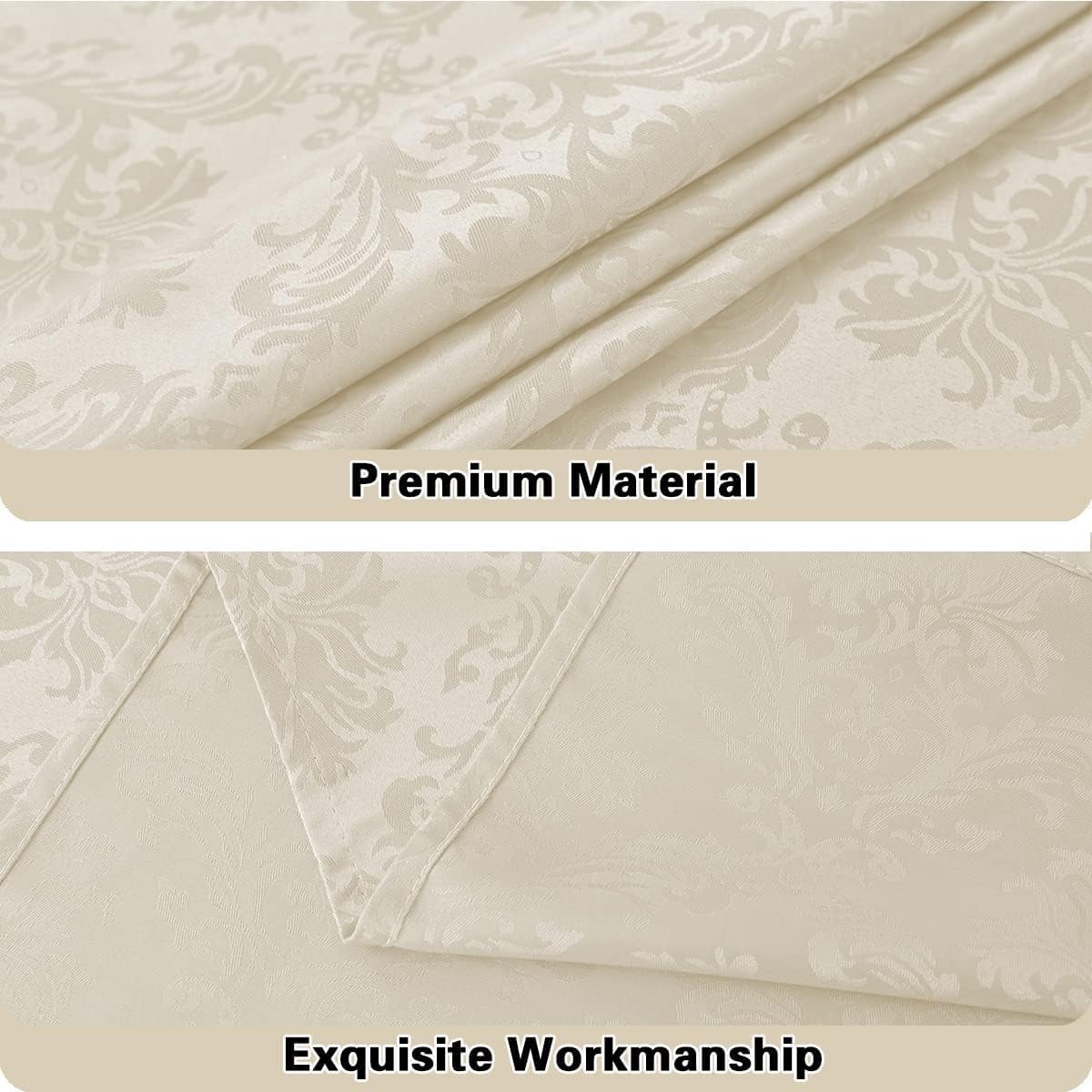 Jacquard Tablecloth Square 52 x 52 Inch Beige, Spill Proof Stain Resistant Damask Table Cloth