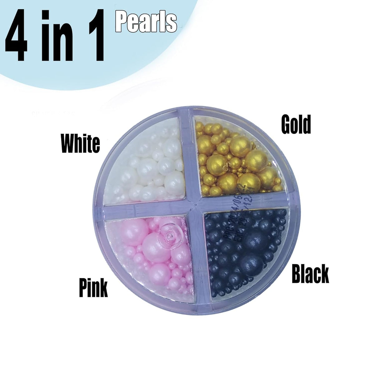 Edible 4 in1 Pearls Sugar Sprinkles 6 oz, Mix size Candy Pearl for Cake Decorating and Cupcake