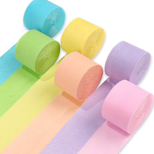 PartyWoo Pastel Crepe Paper Streamers 6 Rolls 492 FT Streamers