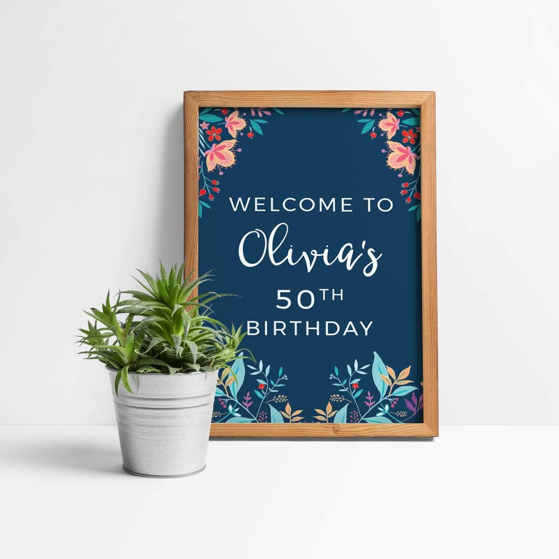 Andaz Press Personalized Extra Large Birthday Easel Board Party Sign, 12x18-inch, Vintage Bohemian