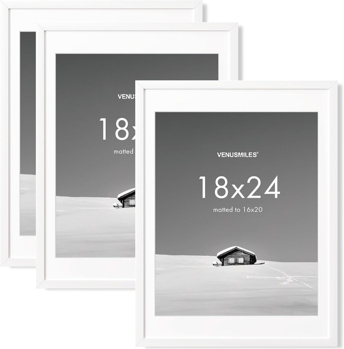 18x24 inch Picture Frame, 18x24 Photo Frames with 16x20 Removable Mat - High Definition Plexiglass