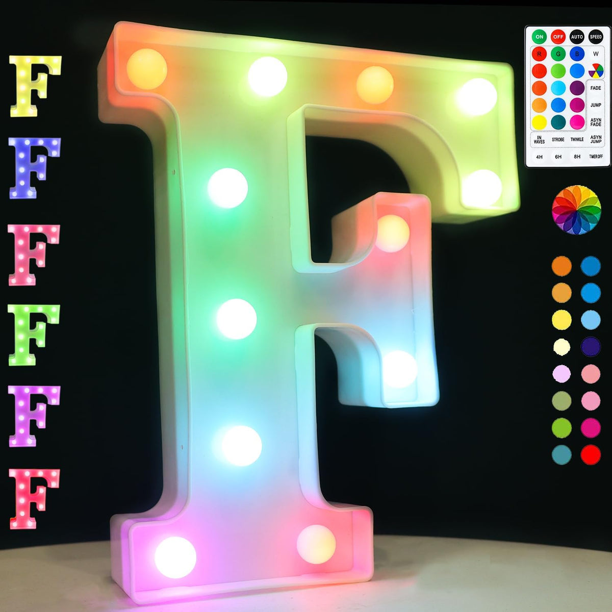 Light Up Colorful LED Marquee Letter lights, 18 Colors Changing Alphabet Letters Sign with Remote