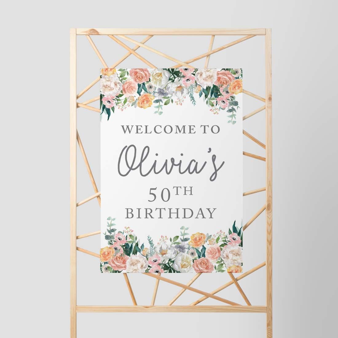Andaz Press Personalized Extra Large Birthday Easel Board Party Sign, 12x18-inch, Peach Coral