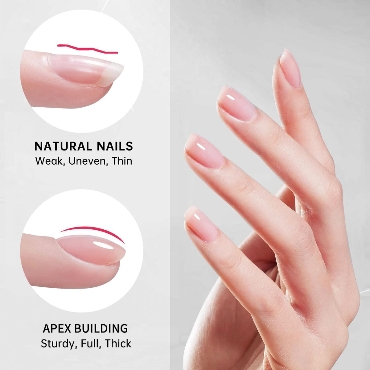 Hema Free Builder Gel - Hypoallergenic Builder Base & Top Coat | Long-Lasting Adhesion (30+ Days)