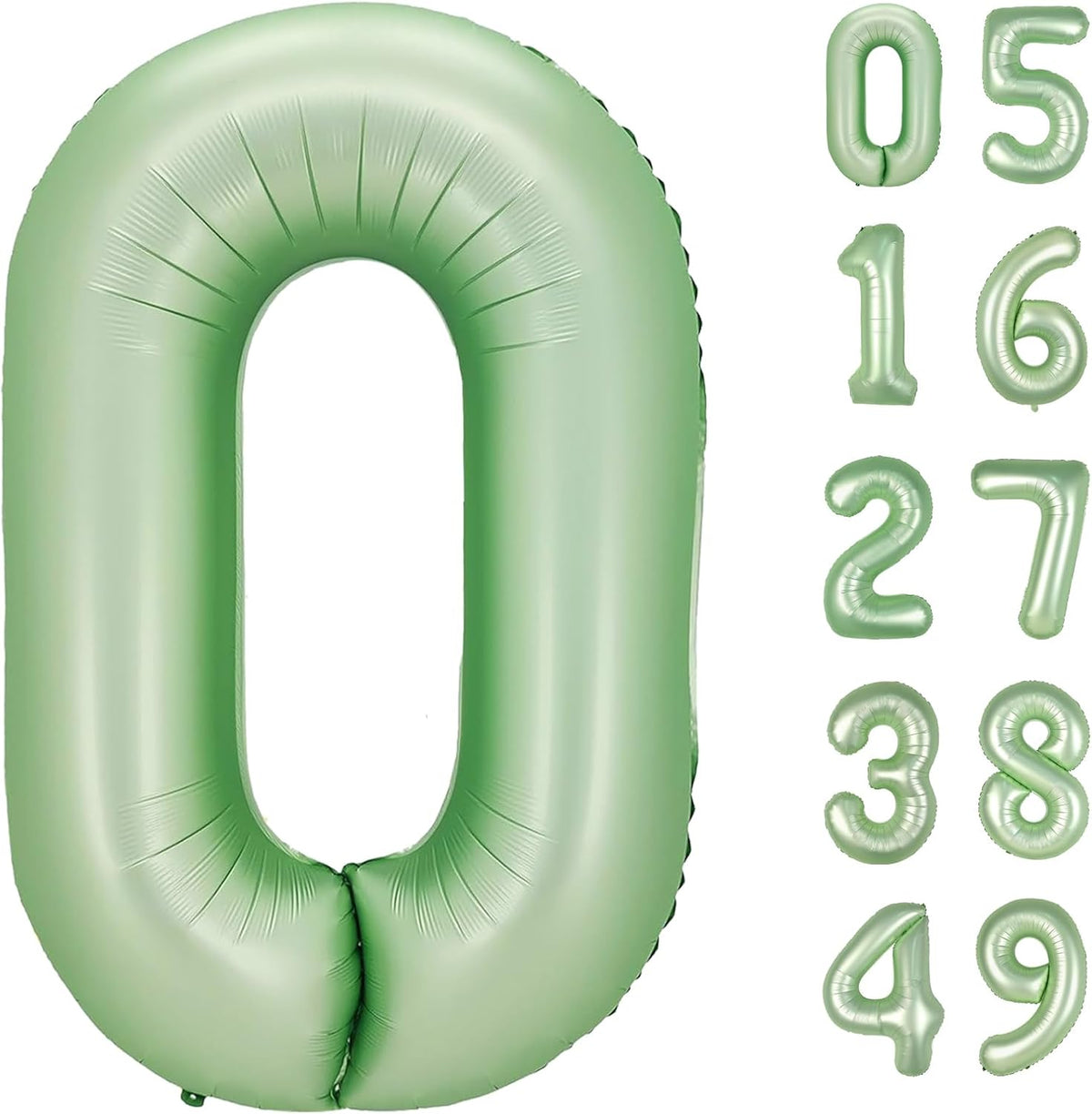 Sage Green Helium Number Balloon 40 Inch, Giant Foil Oliver Green Number 0 Birthday Balloons, Large