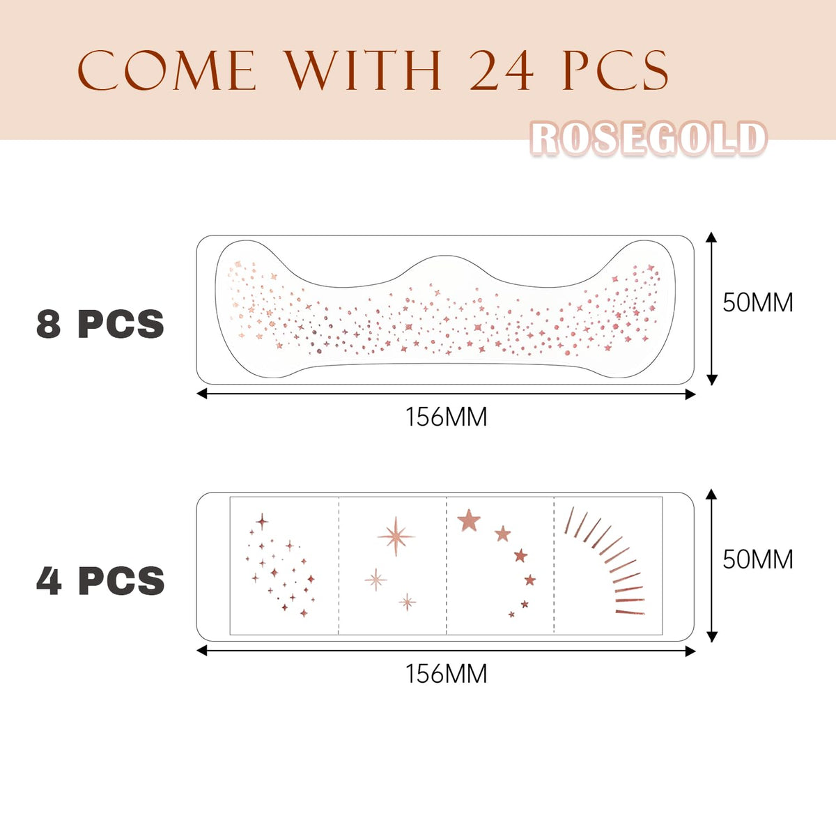 Glitter Freckles Face Tattoo - 24PCS Waterproof Gold Temporary Sparkle Patches for Women, Makeup